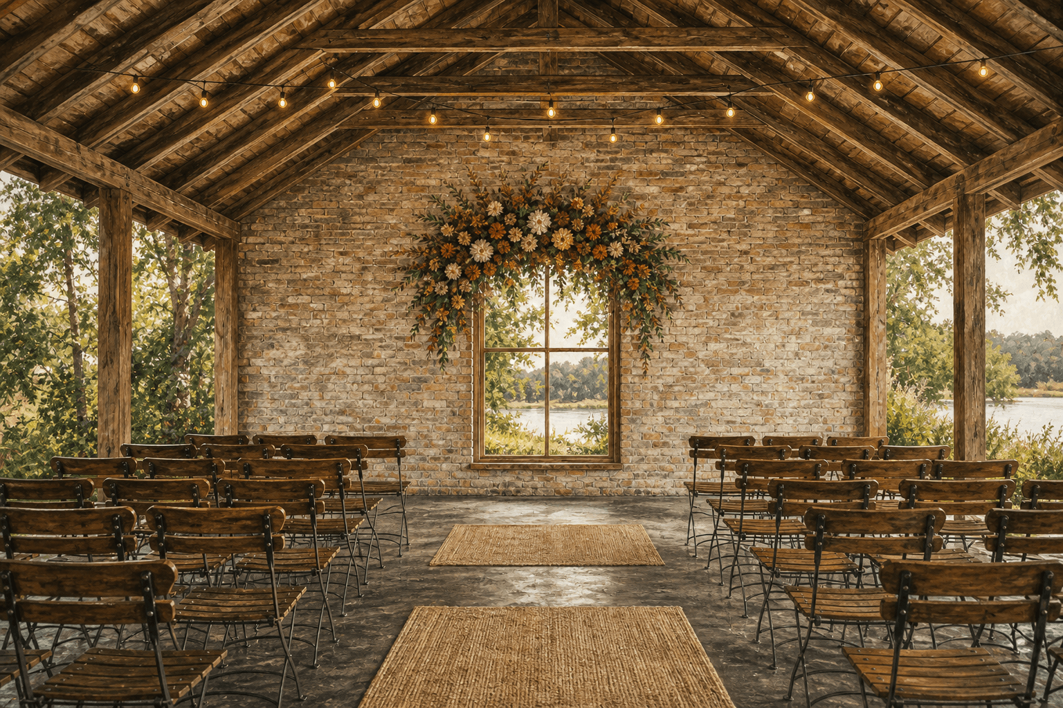 Ceremony aisle in the barn